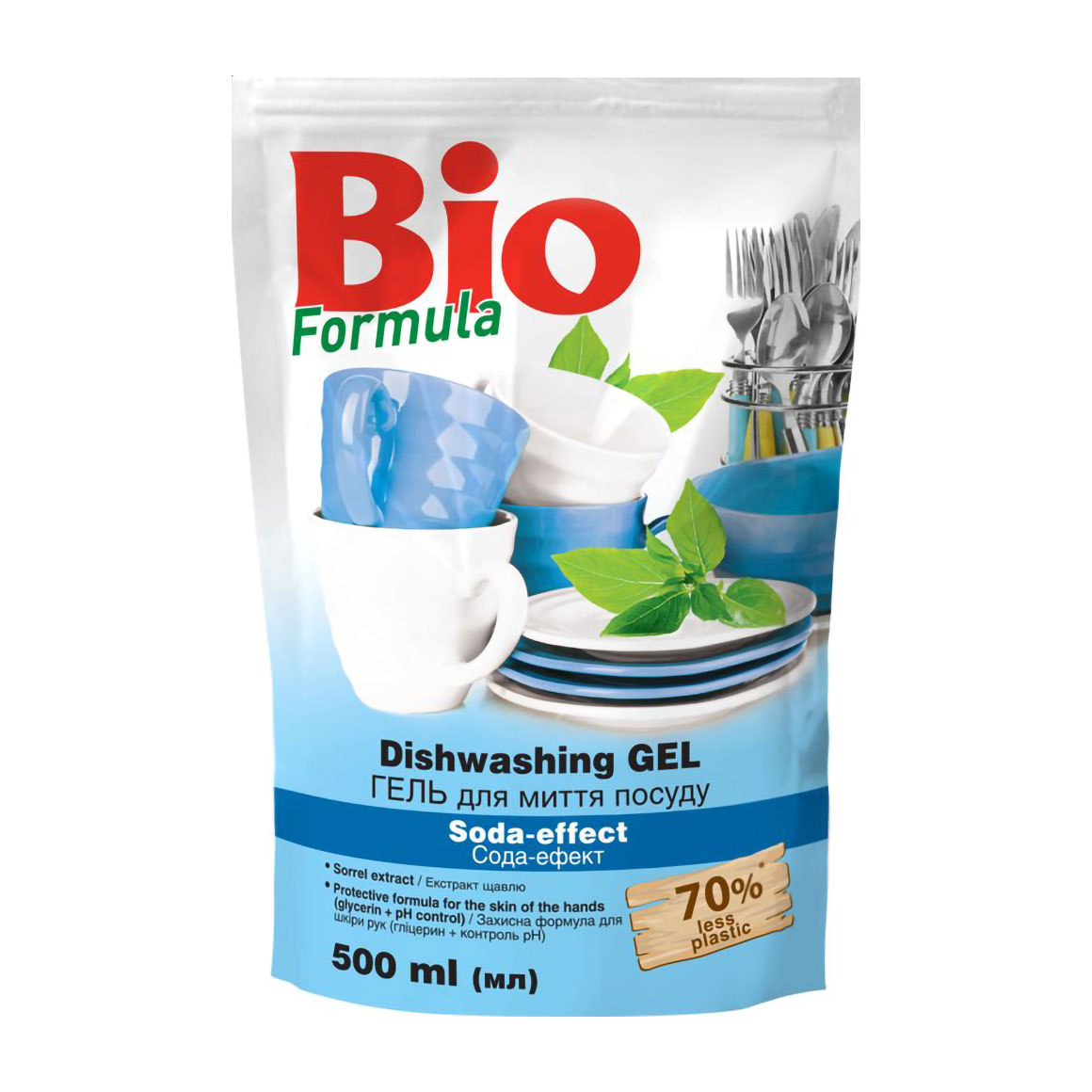 Гель для миття посуду Bio Formula Сода-ефект, 500 мл (дойпак)